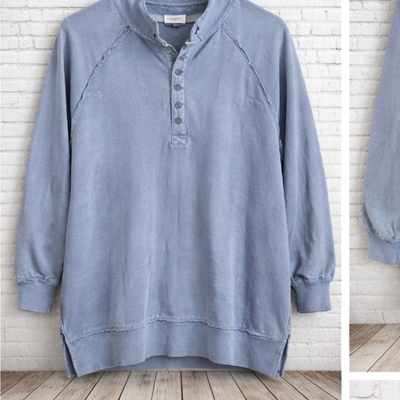 American Eagle Outfitters Tops - American Eagle Outfitters Light Blue Henley Sweatshirt